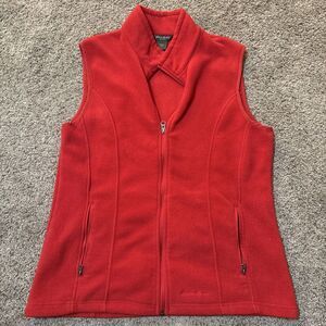 Eddie Bauer Women L Polartec Fleece Vest Red‎ Full Zip Outdoor Hiking Gorpcore